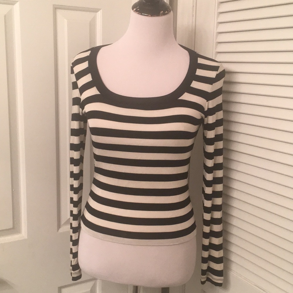 BCBG stripped long sleeve top